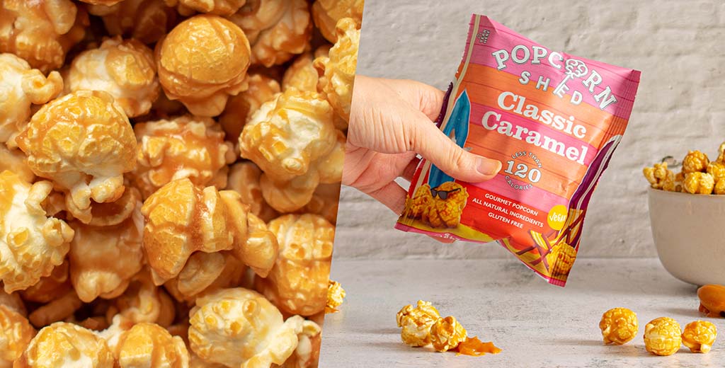 Popcorn Shed's classic caramel gourmet popcorn, a Gourmet Snack Idea for Your Spring Outings