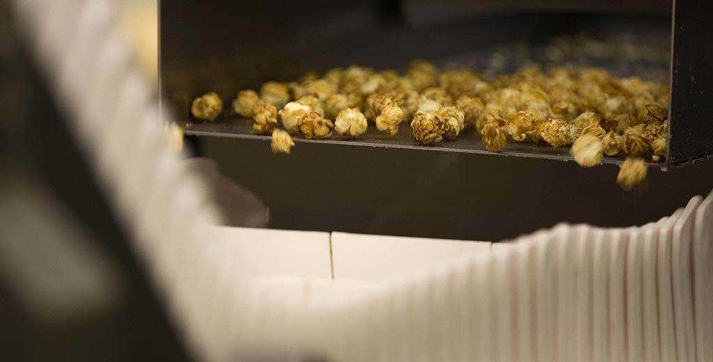 A behind-the-scenes photo of Popcorn Shed's product in production