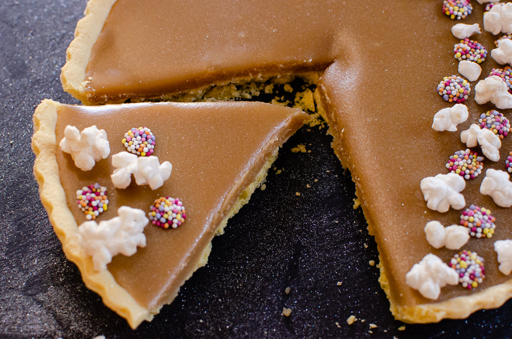 Butterscotch Tart with Toffee Popcorn | Butter Toffee Popcorn