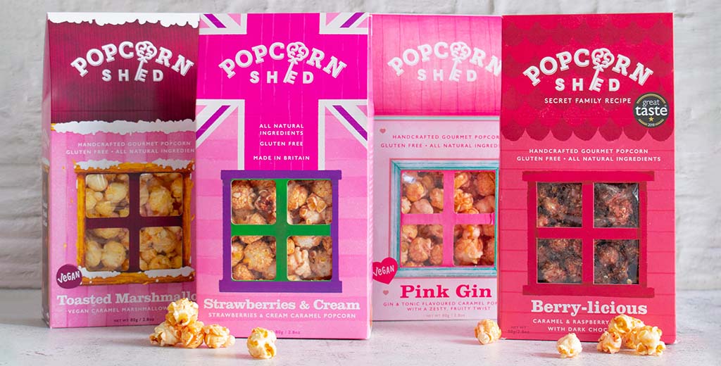 A selection of spring themed gourmet popcorn flavours from Popcorn Shed
