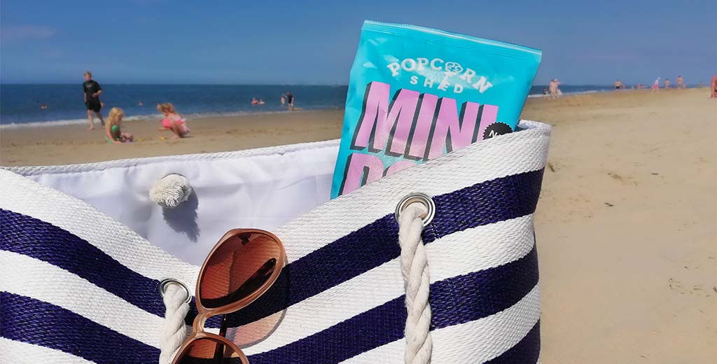 Popcorn Shed's popcorn snack bags; the perfect accompaniment for road trips, beach days and big adventures