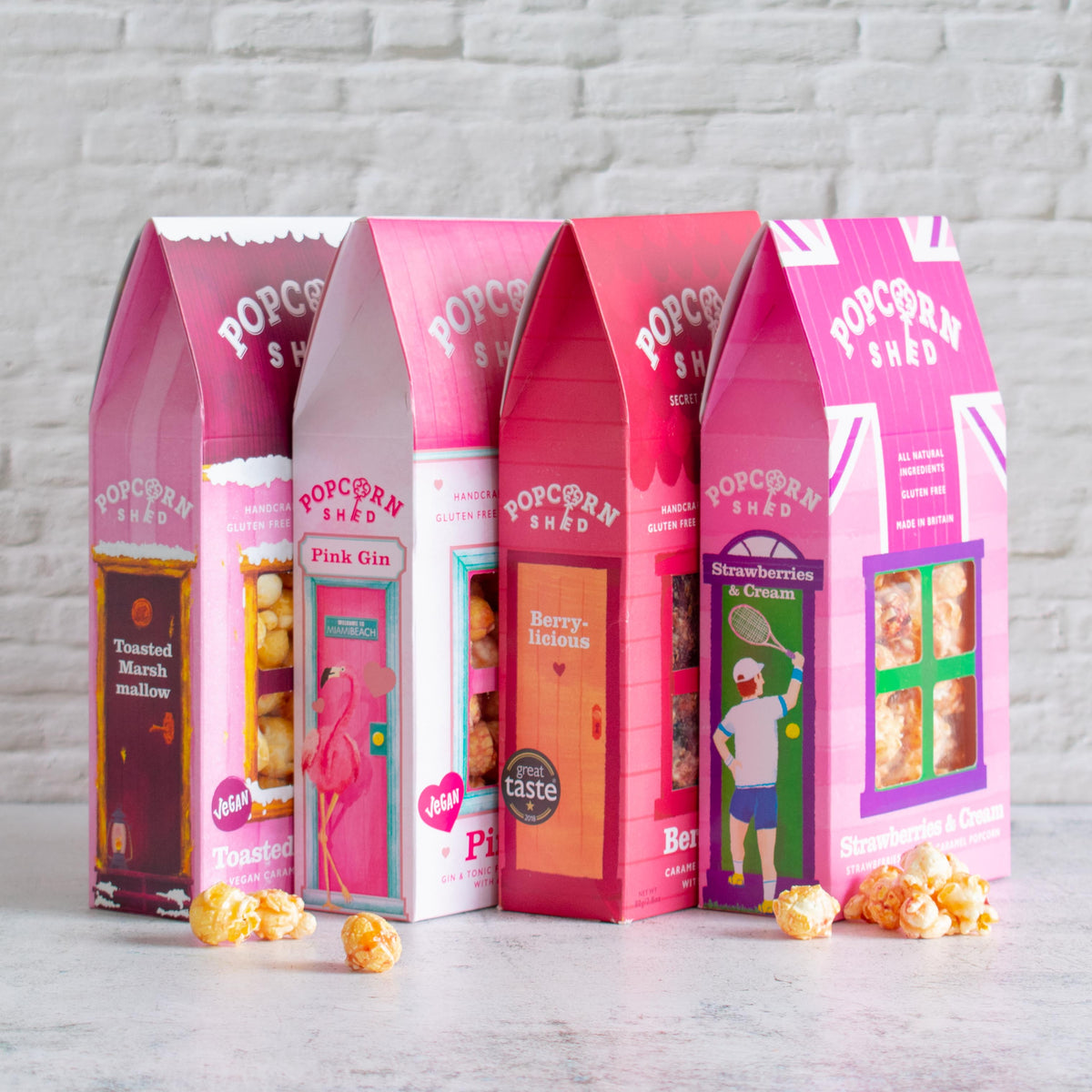 Pink Gourmet Popcorn Selection - 4 Popcorn Sheds - Popcorn Shed