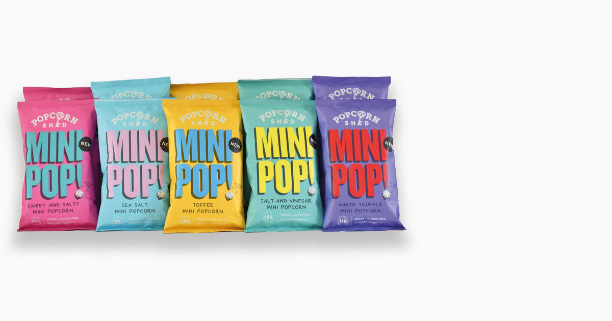 Mini Pop vegan popcorn sharing bags from Popcorn Shed