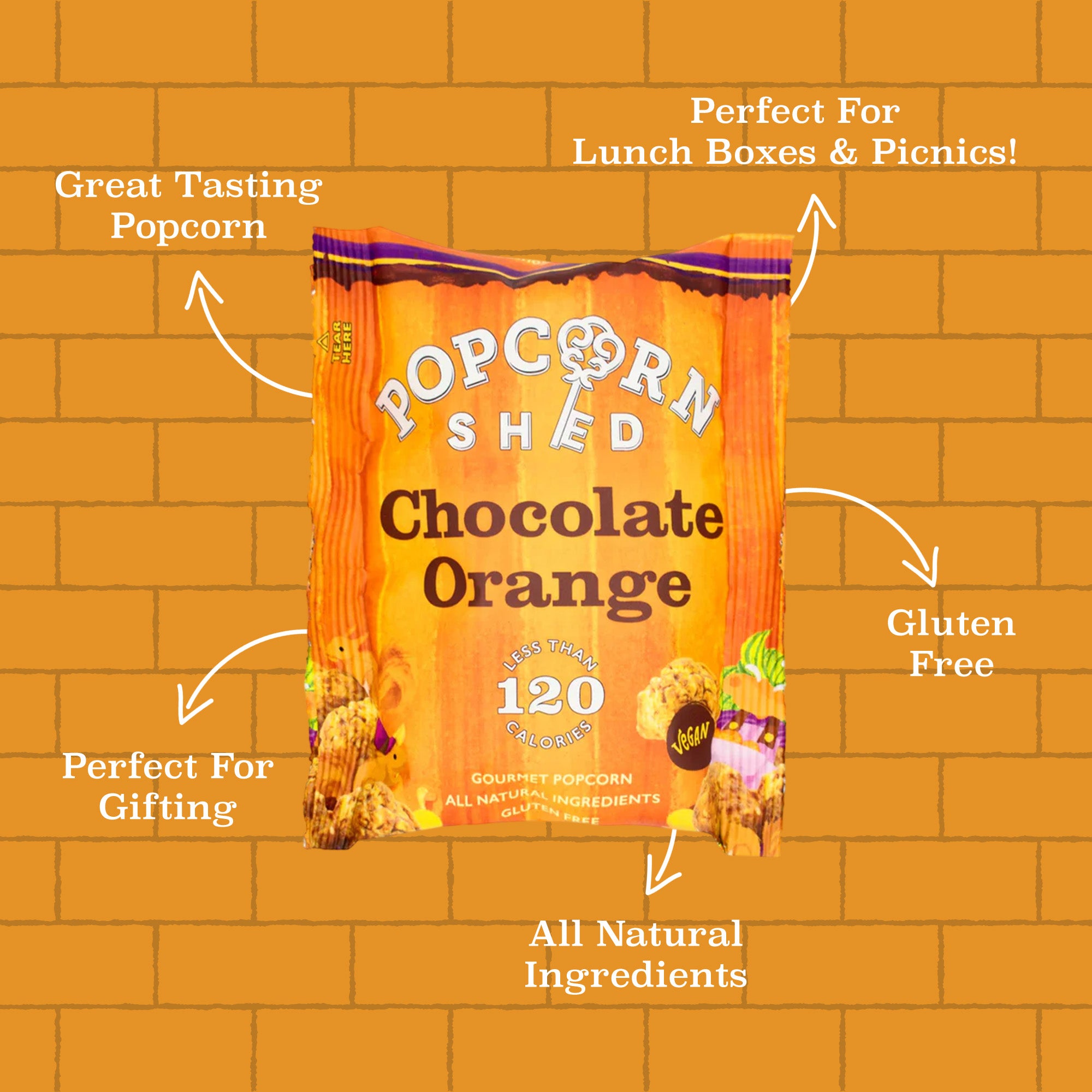 Chocolate Orange Popcorn Snack Pack - Popcorn Shed