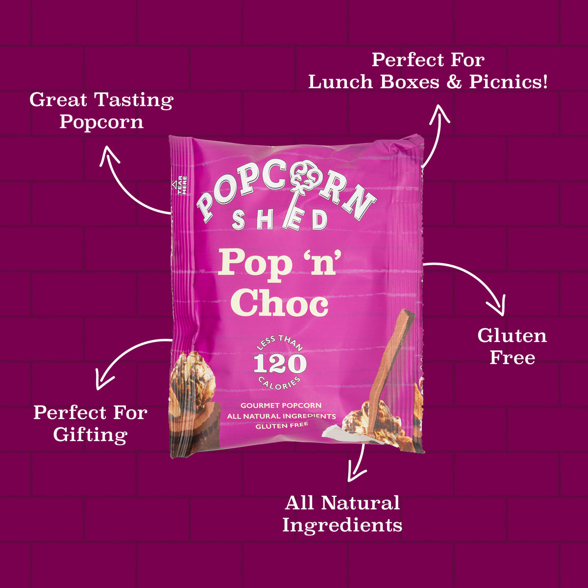 Pop N Choc Popcorn Snack Pack - Popcorn Shed