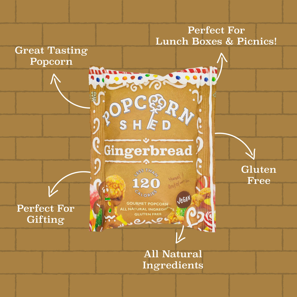 Gingerbread Popcorn Snack Pack - Popcorn Shed
