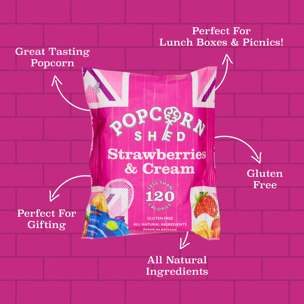 Strawberries & Cream Popcorn Snack Pack - Popcorn Shed