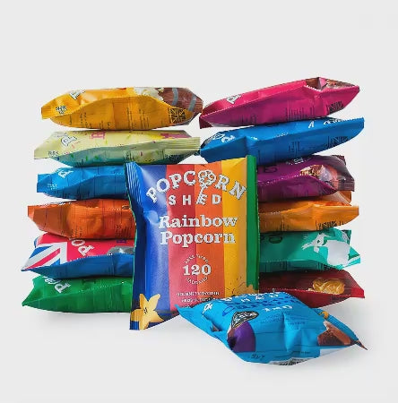 Load video: exploding popcorn in rainbow colours