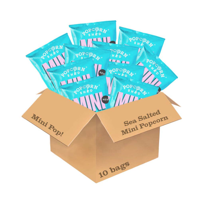 Mini Pop Packing Mini Pop!® Sea Salted | Case of 10 x Sharing Bags | Popcorn Shed