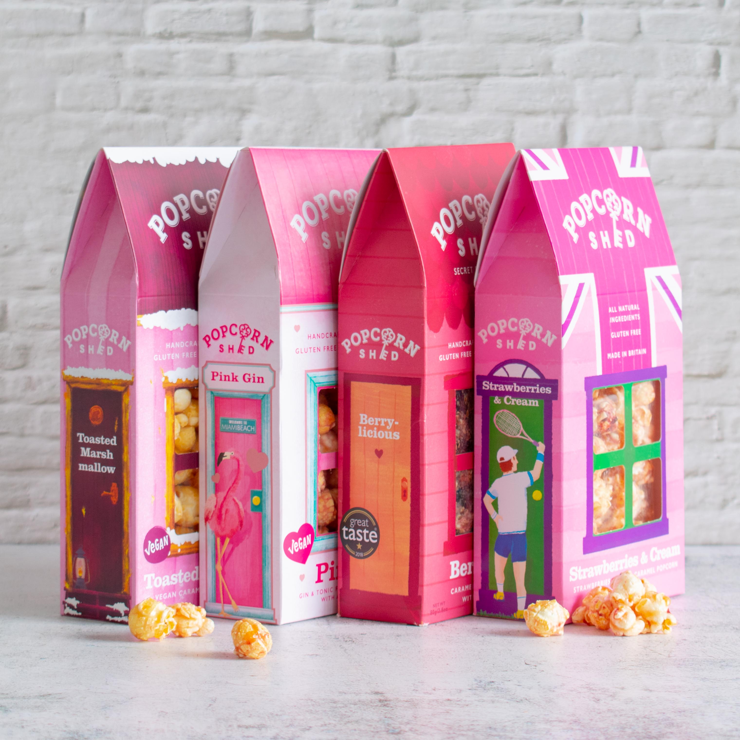 Pink Gourmet Popcorn Selection - 4 Popcorn Sheds - Popcorn Shed