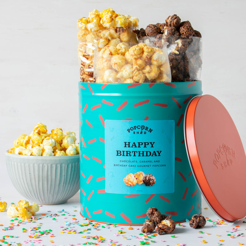 Happy Birthday Popcorn Gift Tin - Popcorn Shed
