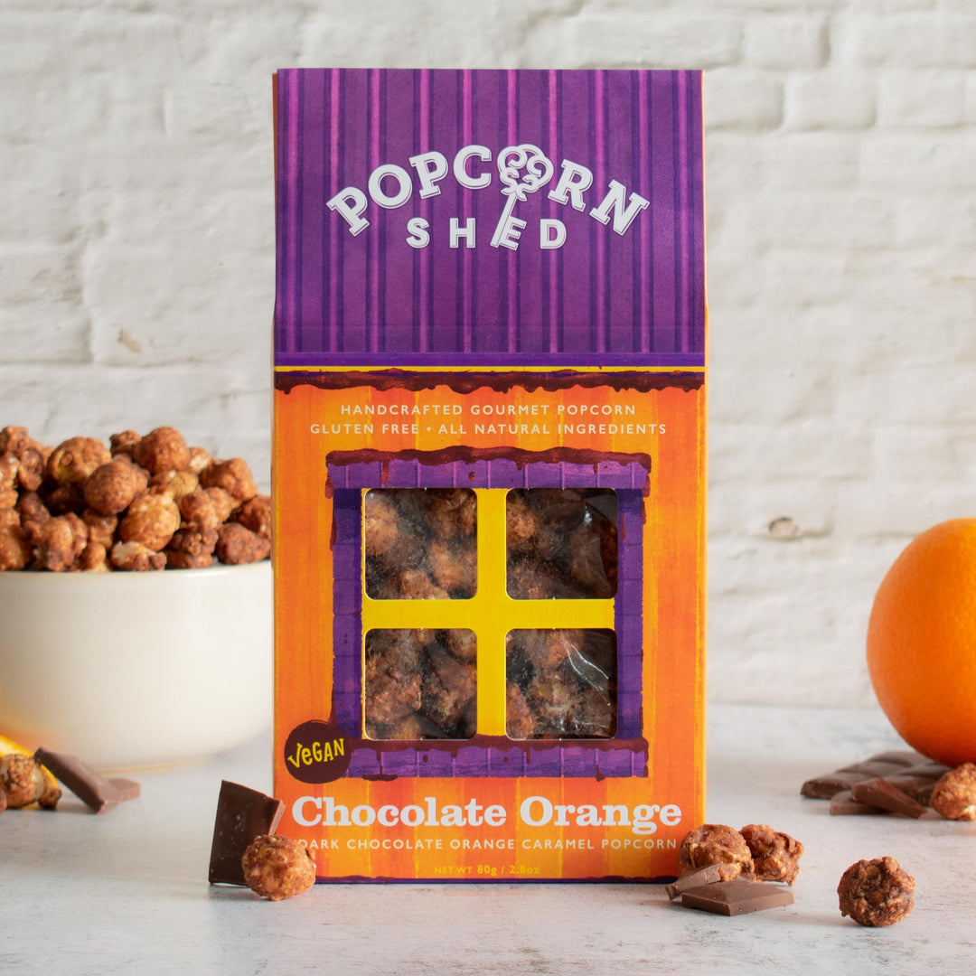 Chocolate Orange Popcorn | All Natural & Vegan Friendly | Popcorn Shed