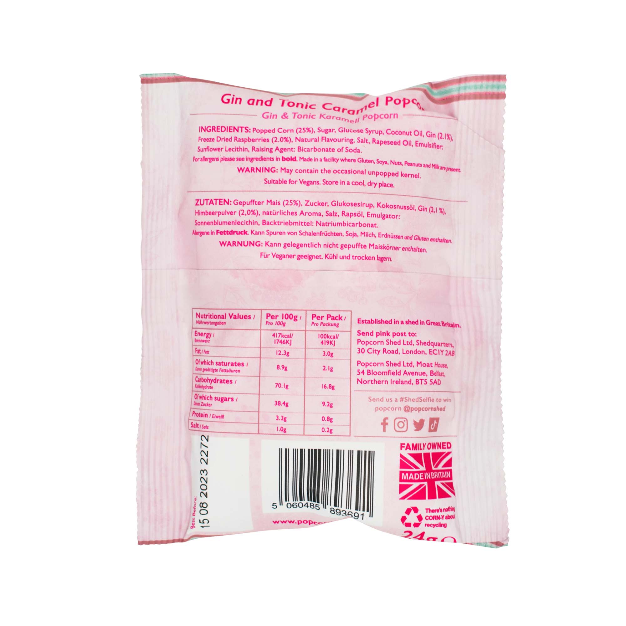 Pink Gin Popcorn Snack Packs (NEW) - Popcorn Shed